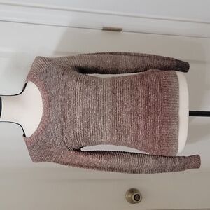 Leo & Nicole Size S Burgundy & Brown Knit Crew Neck Sweater, Gently Used Cond